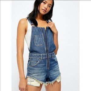Free People Sunkissed Denim Short Shortalls Overalls Blue